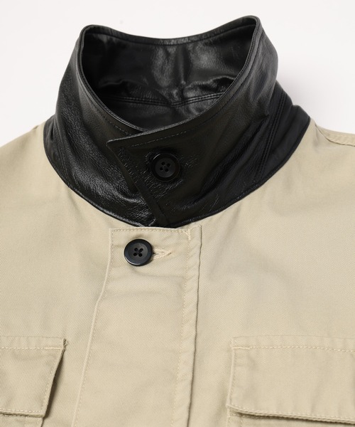 CULLNI（クルニ）の「Frosted Wash Leather Collar Chino Jacket（デニムジャケット・メンズ・ベージュ系/カーキ系・1/2）」の7枚目の写真