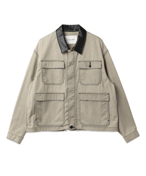 CULLNI（クルニ）の「Frosted Wash Leather Collar Chino Jacket（デニムジャケット・メンズ・ベージュ系/カーキ系・1/2）」の10枚目の写真