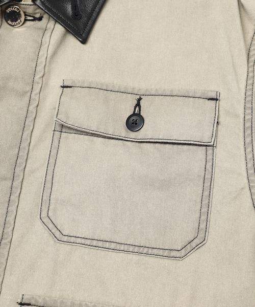 CULLNI（クルニ）の「Frosted Wash Leather Collar Chino Jacket（デニムジャケット・メンズ・ベージュ系/カーキ系・1/2）」の14枚目の写真