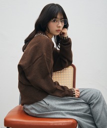 【ユニセックス】ブランケットステッチニットポロ