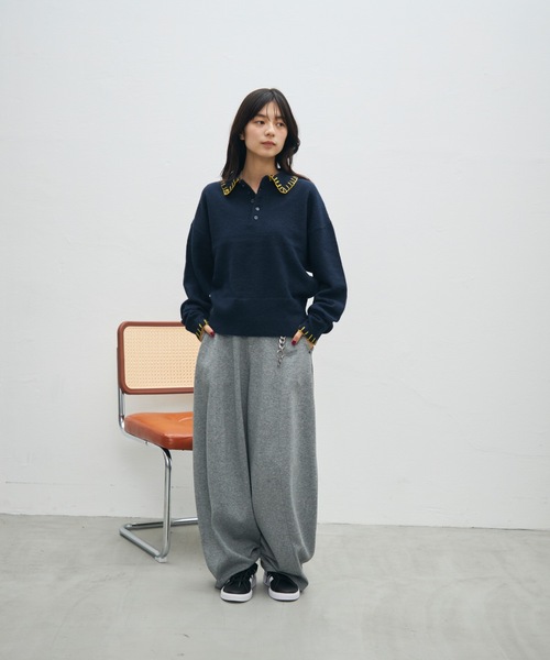 UNDERSTATEMENTs（アンダーステイトメント）の「【ユニセックス】ブランケットステッチニットポロ（ポロシャツ・メンズ・ブラウン/ネイビー/ブラック・LARGE/MEDIUM）」の14枚目の写真