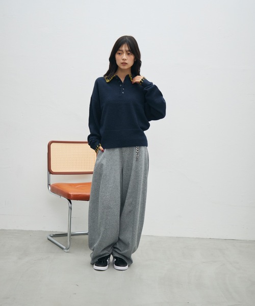 UNDERSTATEMENTs（アンダーステイトメント）の「【ユニセックス】ブランケットステッチニットポロ（ポロシャツ・メンズ・ブラウン/ネイビー/ブラック・LARGE/MEDIUM）」の15枚目の写真