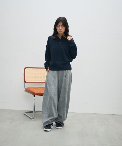UNDERSTATEMENTs（アンダーステイトメント）の「【ユニセックス】ブランケットステッチニットポロ（ポロシャツ・メンズ・ブラウン/ネイビー/ブラック・LARGE/MEDIUM）」の16枚目の写真