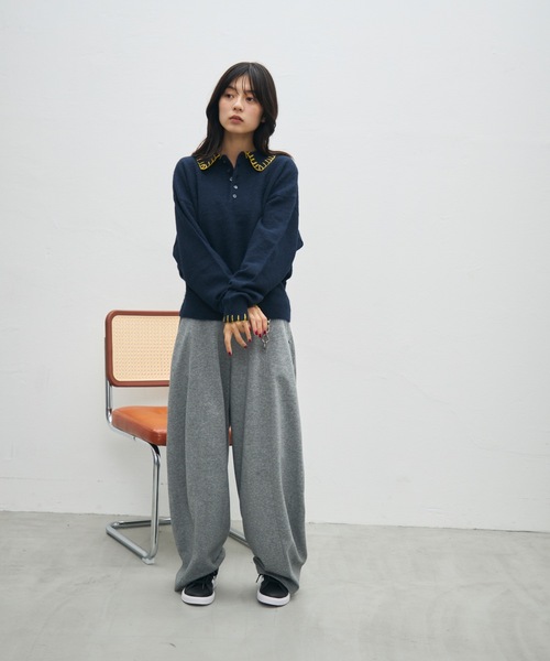 UNDERSTATEMENTs（アンダーステイトメント）の「【ユニセックス】ブランケットステッチニットポロ（ポロシャツ・メンズ・ブラウン/ネイビー/ブラック・LARGE/MEDIUM）」の19枚目の写真