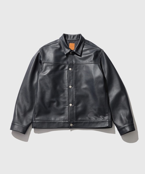 ADAM ET ROPE'（アダムエロペ）の「レザートラックジャケット / ADAM ET ROPE' JEANS（ブルゾン・メンズ・ネイビー・M/L）」の4枚目の写真