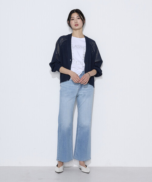 K.T KIYOKO TAKASE(キヨコタカセ)の「〔 TALLサイズ 〕 和紙混ドライタッチ ニットカーディガン(カーディガン/ボレロ・レディース・ベージュ/ネイビー・15号)」の5枚目の写真