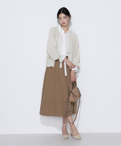 K.T KIYOKO TAKASE(キヨコタカセ)の「〔 TALLサイズ 〕 和紙混ドライタッチ ニットカーディガン(カーディガン/ボレロ・レディース・ベージュ/ネイビー・15号)」の12枚目の写真