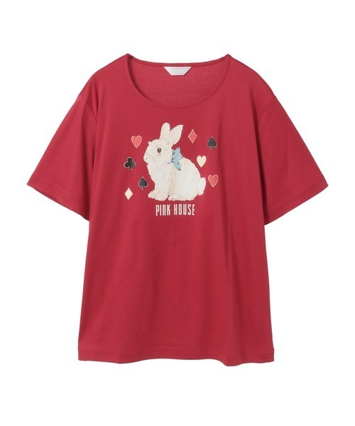 PINK HOUSE(ピンクハウス)の「Rabbit Marchモチーフプリントカットソー(Tシャツ/カットソー・レディース・ブラック/ピンク/レッド/ブルーグレー/キナリ・LARGE/MEDIUM)」の5枚目の写真