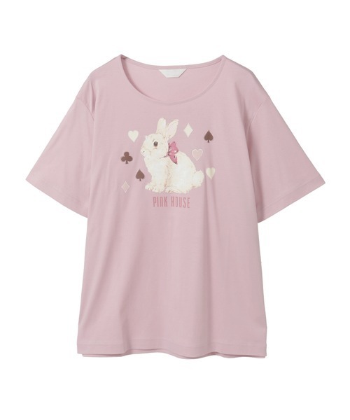 PINK HOUSE(ピンクハウス)の「Rabbit Marchモチーフプリントカットソー(Tシャツ/カットソー・レディース・ブラック/ピンク/レッド/ブルーグレー/キナリ・LARGE/MEDIUM)」の4枚目の写真