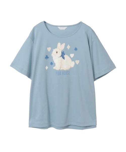 PINK HOUSE(ピンクハウス)の「Rabbit Marchモチーフプリントカットソー(Tシャツ/カットソー・レディース・ブラック/ピンク/レッド/ブルーグレー/キナリ・LARGE/MEDIUM)」の1枚目の写真