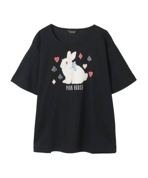 PINK HOUSE(ピンクハウス)の「Rabbit Marchモチーフプリントカットソー(Tシャツ/カットソー・レディース・ブラック/ピンク/レッド/ブルーグレー/キナリ・LARGE/MEDIUM)」の3枚目の写真