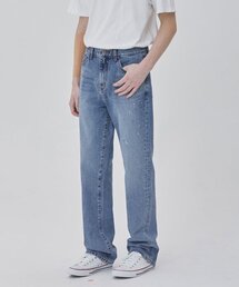 デニムペインティングストレートパンツインディゴ