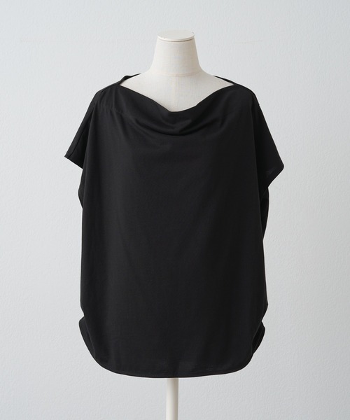 PUAL CE CIN(ピュアルセシン)の「ライト ドライ 天竺ボートネックT(Tシャツ/カットソー・レディース・ブラック/オフホワイト/ブラウン・MEDIUM)」の7枚目の写真