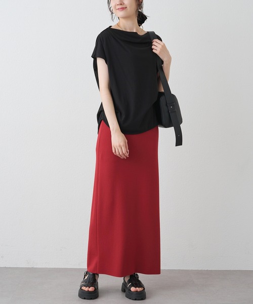 PUAL CE CIN(ピュアルセシン)の「ライト ドライ 天竺ボートネックT(Tシャツ/カットソー・レディース・ブラック/オフホワイト/ブラウン・MEDIUM)」の21枚目の写真