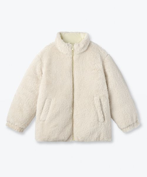 MUSINSA STANDARD KIDS（ムシンサスタンダードキッズ）の「デイリープファーリバーシブルフリースショートパディングジャケット[レモン/クリーム]（ブルゾン・レディース・その他・100/160/110/120/130/150/140）」の6枚目の写真