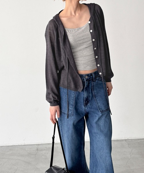 CANAL JEAN(キャナルジーン)の「El mar パーカーカーディガン(カーディガン/ボレロ・レディース・アイボリー/チャコールグレー・ONE SIZE)」の2枚目の写真