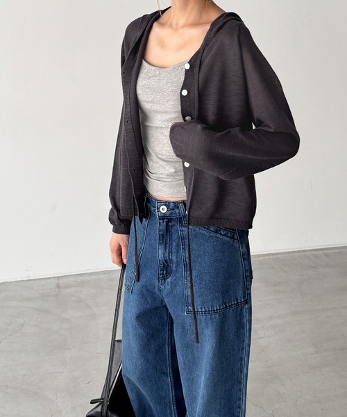CANAL JEAN(キャナルジーン)の「El mar パーカーカーディガン(カーディガン/ボレロ・レディース・アイボリー/チャコールグレー・ONE SIZE)」の7枚目の写真