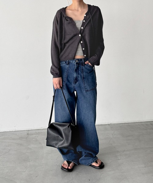 CANAL JEAN(キャナルジーン)の「El mar パーカーカーディガン(カーディガン/ボレロ・レディース・アイボリー/チャコールグレー・ONE SIZE)」の8枚目の写真