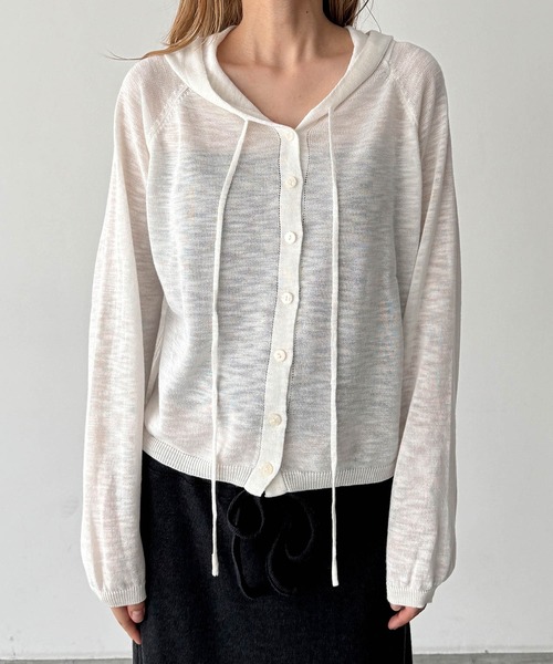 CANAL JEAN(キャナルジーン)の「El mar パーカーカーディガン(カーディガン/ボレロ・レディース・アイボリー/チャコールグレー・ONE SIZE)」の12枚目の写真
