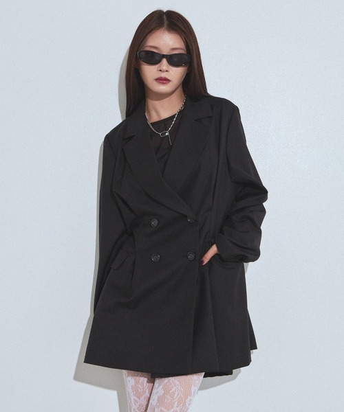 PAGEBOY(ページボーイ)の「セットアップタックジャケット【セットアップ対応/無地色のみイージーケア】(テーラードジャケット・レディース・ブラック/グレー/チェック・FREE)」の2枚目の写真