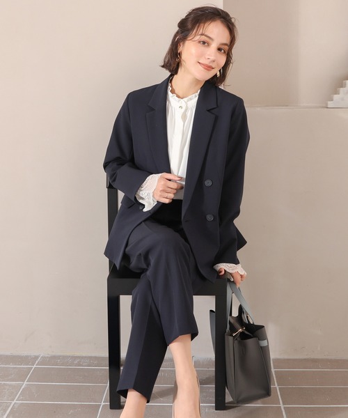 GLACIER lusso(グラシアルッソ)の「袖口レースブラウス(シャツ/ブラウス・レディース・ネイビー/ブルー/アイボリー・M/S/L/LL)」の6枚目の写真