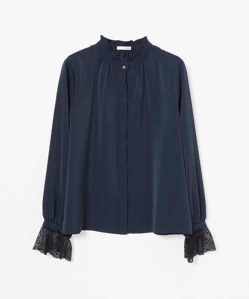 GLACIER lusso(グラシアルッソ)の「袖口レースブラウス(シャツ/ブラウス・レディース・ネイビー/ブルー/アイボリー・M/S/L/LL)」の20枚目の写真