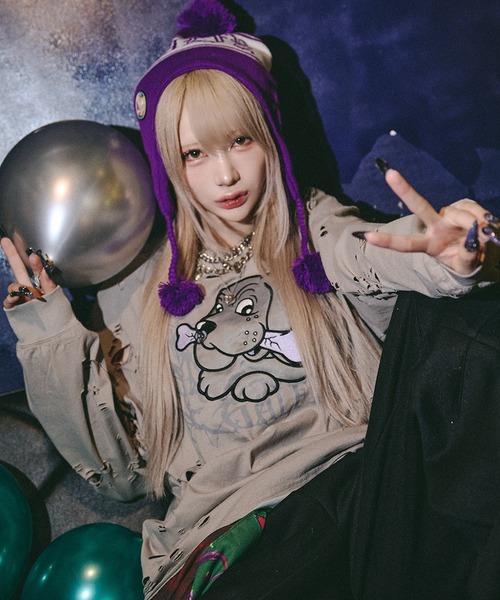 GALFY(ガルフィー)の「【GALFY/ガルフィー】大ダメージロンTee(Tシャツ/カットソー・メンズ・スミクロ/ブルーグレー/アッシュ・M/L/XL)」の3枚目の写真