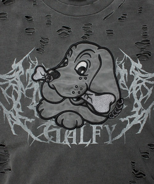 GALFY(ガルフィー)の「【GALFY/ガルフィー】大ダメージロンTee(Tシャツ/カットソー・メンズ・スミクロ/ブルーグレー/アッシュ・M/L/XL)」の5枚目の写真
