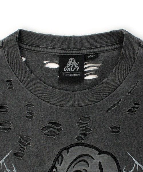 GALFY(ガルフィー)の「【GALFY/ガルフィー】大ダメージロンTee(Tシャツ/カットソー・メンズ・スミクロ/ブルーグレー/アッシュ・M/L/XL)」の8枚目の写真