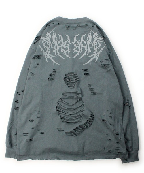GALFY(ガルフィー)の「【GALFY/ガルフィー】大ダメージロンTee(Tシャツ/カットソー・メンズ・スミクロ/ブルーグレー/アッシュ・M/L/XL)」の10枚目の写真