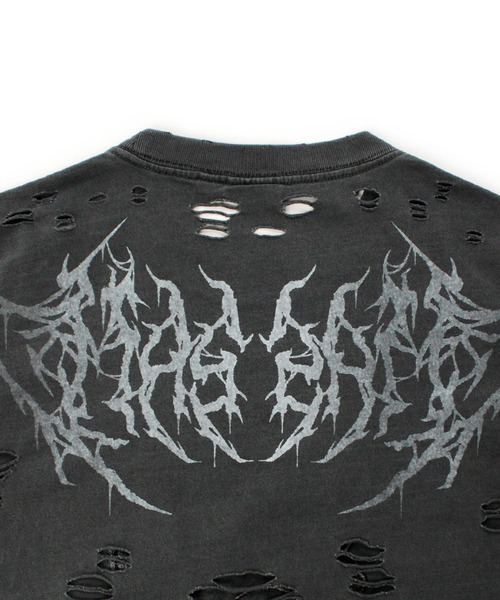 GALFY(ガルフィー)の「【GALFY/ガルフィー】大ダメージロンTee(Tシャツ/カットソー・メンズ・スミクロ/ブルーグレー/アッシュ・M/L/XL)」の4枚目の写真