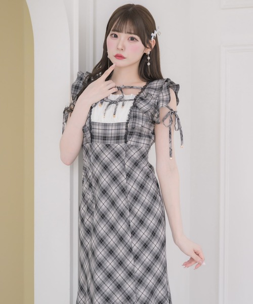 couture BY ROJITA(クチュールバイロジータ)の「肩フリルチェックワンピース(ワンピース・レディース・その他/マルチ/ピンク系その他・FREE)」の2枚目の写真