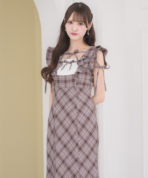 couture BY ROJITA(クチュールバイロジータ)の「肩フリルチェックワンピース(ワンピース・レディース・その他/マルチ/ピンク系その他・FREE)」の8枚目の写真