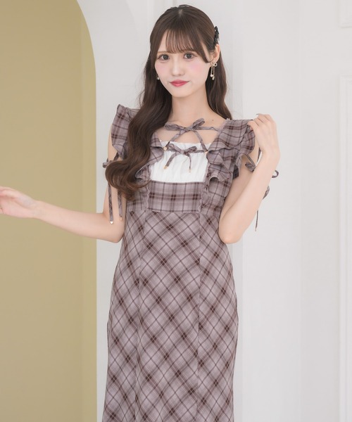 couture BY ROJITA(クチュールバイロジータ)の「肩フリルチェックワンピース(ワンピース・レディース・その他/マルチ/ピンク系その他・FREE)」の9枚目の写真