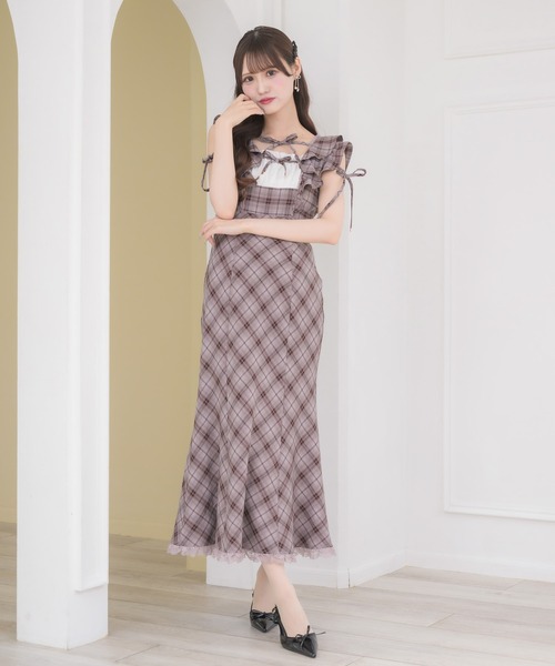 couture BY ROJITA(クチュールバイロジータ)の「肩フリルチェックワンピース(ワンピース・レディース・その他/マルチ/ピンク系その他・FREE)」の4枚目の写真