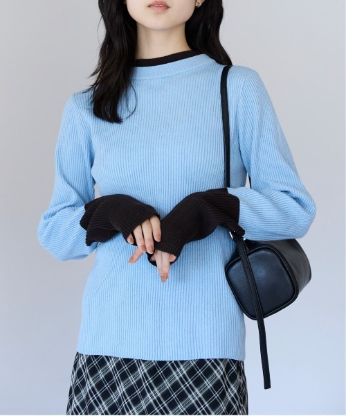 pocket（ポケット）の「配色リブプチハイプルオーバー（ニット/セーター・レディース・オフホワイト/ブラック/チャコールグレー/ブラウン系その他・FREE）」の4枚目の写真