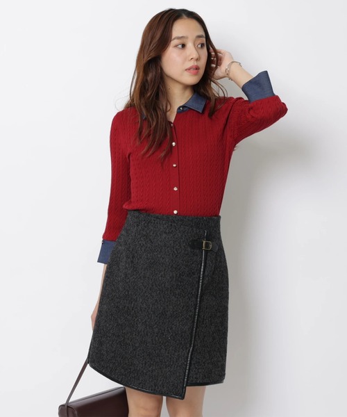JUSGLITTY（ジャスグリッティー）の「ラップ風ミニスカート（スカート・レディース・ブラック/ブラウン・0/2/1）」の14枚目の写真