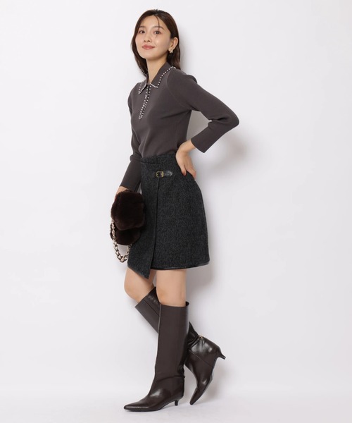 JUSGLITTY（ジャスグリッティー）の「ラップ風ミニスカート（スカート・レディース・ブラック/ブラウン・0/2/1）」の18枚目の写真