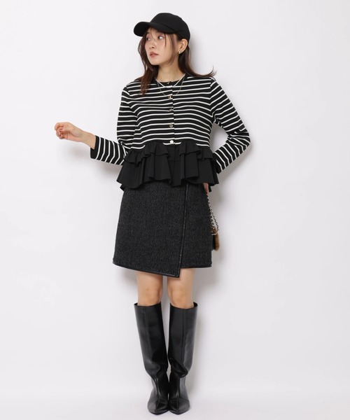 JUSGLITTY（ジャスグリッティー）の「ラップ風ミニスカート（スカート・レディース・ブラック/ブラウン・0/2/1）」の21枚目の写真
