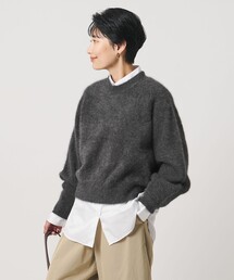 フォックスカシミヤ クルーネック ショート ニット