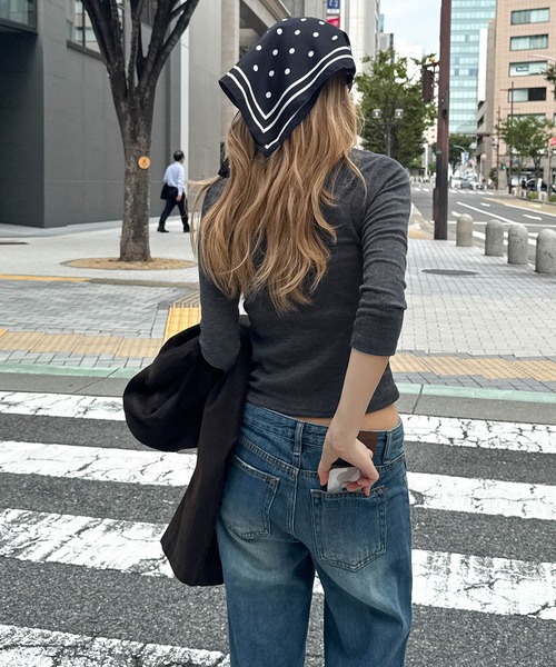 CANAL JEAN(キャナルジーン)の「El mar リブスキッパー7分袖Tシャツ(Tシャツ/カットソー・レディース・オフホワイト/チャコールグレー/ブラック・ONE SIZE)」の7枚目の写真