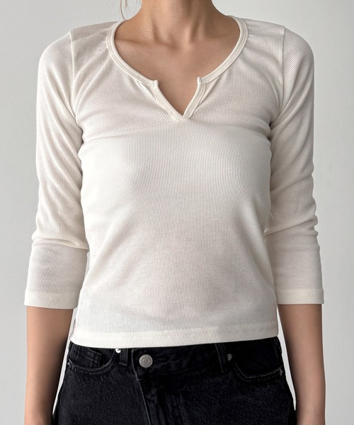 CANAL JEAN(キャナルジーン)の「El mar リブスキッパー7分袖Tシャツ(Tシャツ/カットソー・レディース・オフホワイト/チャコールグレー/ブラック・ONE SIZE)」の17枚目の写真