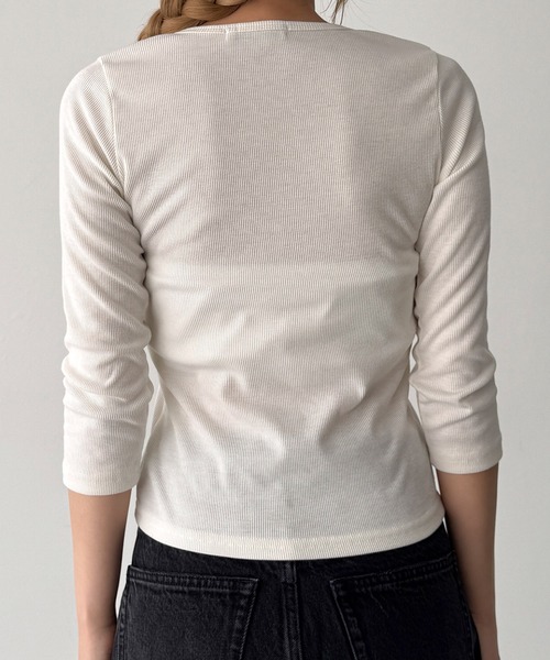 CANAL JEAN(キャナルジーン)の「El mar リブスキッパー7分袖Tシャツ(Tシャツ/カットソー・レディース・オフホワイト/チャコールグレー/ブラック・ONE SIZE)」の19枚目の写真