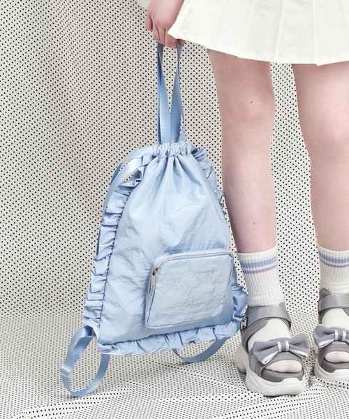 新品タグ付メゾピアノジュニア【A4対応・撥水】キラキラロゴナップサック A4対応・撥水】キラキラロゴナップサック（バックパック/リュック