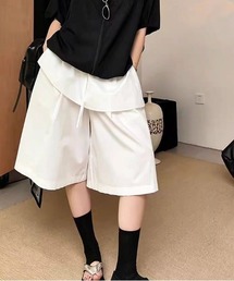 ウエストアシンメトリーフリル付きハーフパンツ