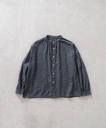 コットンテンセルミニチェックネルギャザーシャツ