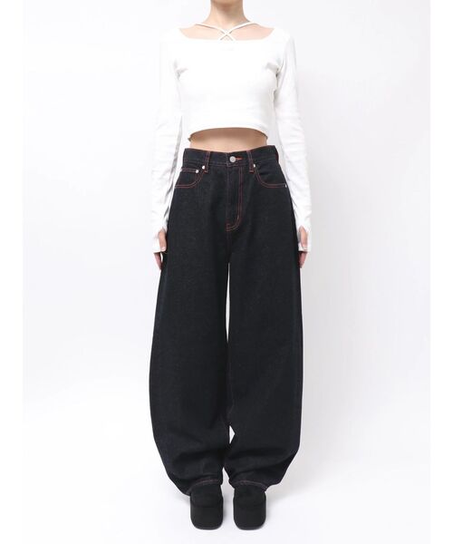 EMODA(エモダ)の「ミニマルワイドジーンズ(デニムパンツ・レディース・ライトブルー/インディゴブルー・SMALL/MEDIUM)」の19枚目の写真