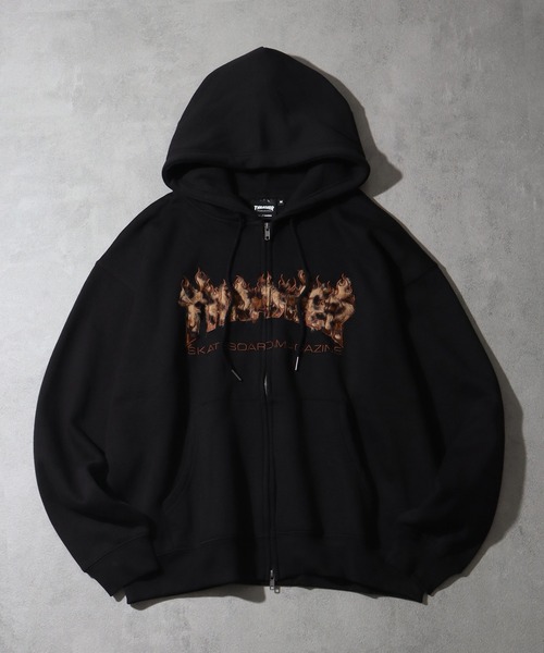 THRASHER(スラッシャー)の「【THRASHER/スラッシャー】裏起毛 ロゴデザイン ジップアップパーカー(パーカー・メンズ・グレー系その他/グレー/ブラック系2/ブラック系1/ピンク/カーキ/ブラック系3・XL/L/M/FREE)」の2枚目の写真