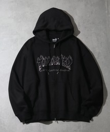【THRASHER/スラッシャー】裏起毛 ロゴデザイン ジップアップパーカー