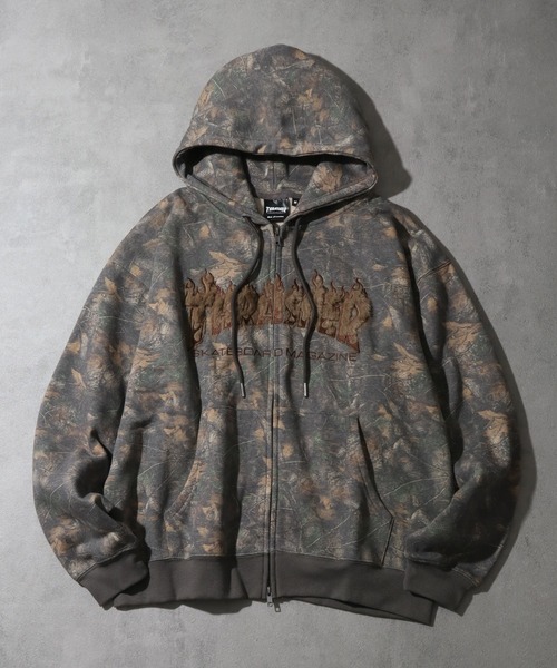 THRASHER(スラッシャー)の「【THRASHER/スラッシャー】裏起毛 ロゴデザイン ジップアップパーカー(パーカー・メンズ・グレー系その他/グレー/ブラック系2/ブラック系1/ピンク/カーキ/ブラック系3・XL/L/M/FREE)」の6枚目の写真